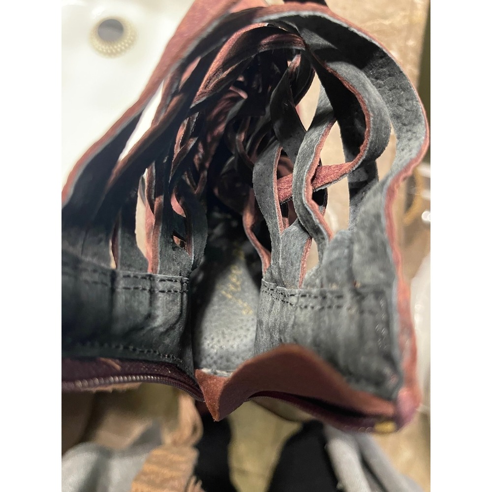 Free People Canyons Woven Booties Womens 39/8 Maroon Good Boho Ankle Boots - Picture 4 of 4